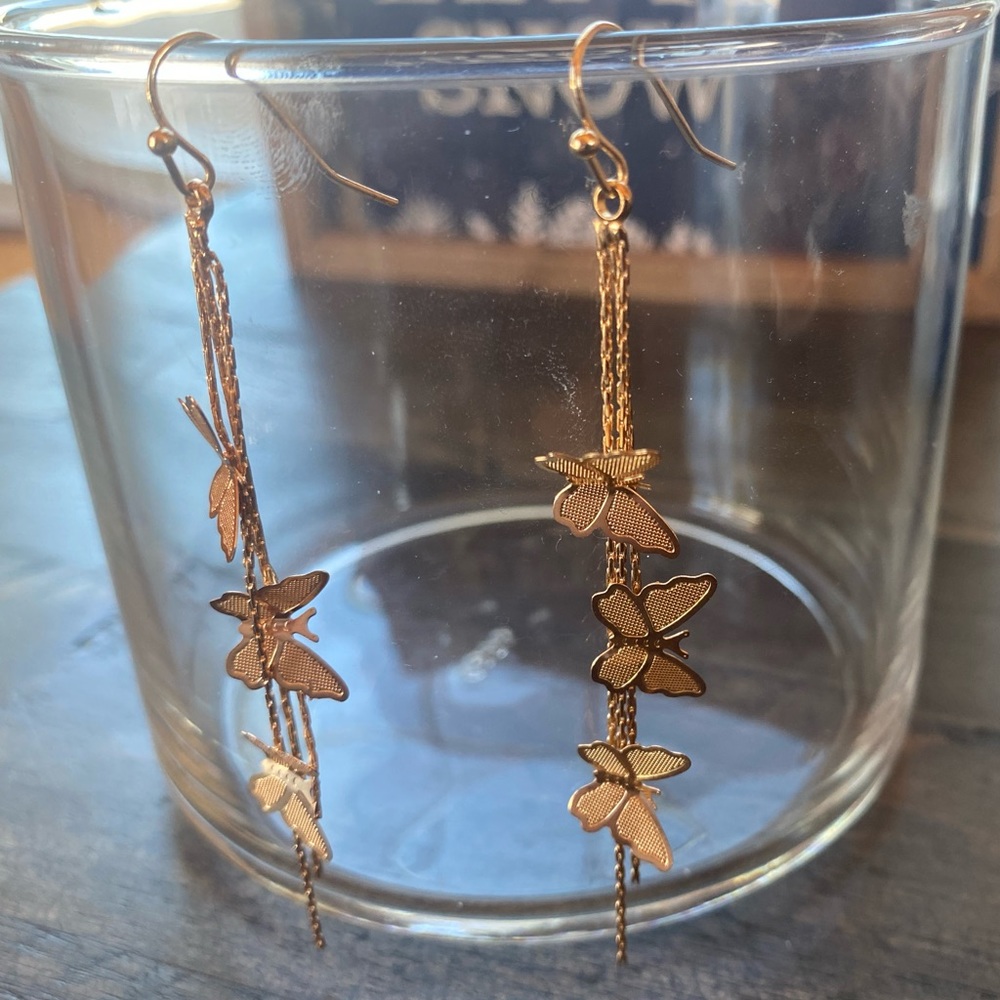 COPY - Gold tone butterfly  earrings